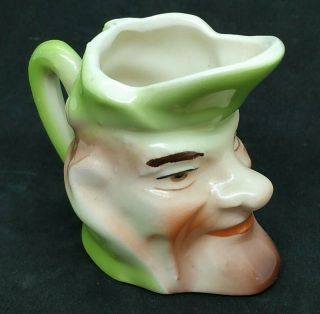 Antique Czech Mini Pitcher Toby Jug Creamer Figural Happy Man Woodsman Puck Mug 2