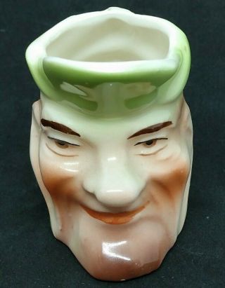 Antique Czech Mini Pitcher Toby Jug Creamer Figural Happy Man Woodsman Puck Mug 3