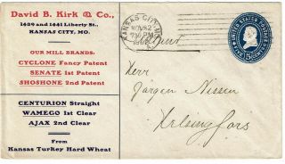 1902 Kansas City,  Mo Cancel On Stationery Envelope To Finland,  Ad At Left