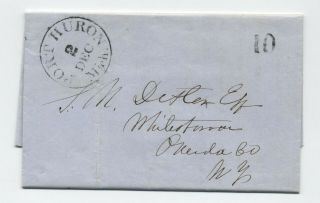 1849 Port Huron Mi Stampless Folded Letter Black Cds 10 Rate [5246.  414]