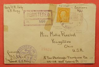 10c 510 On 1918 Aef Soldiers Mail Registered To Usa Wwi Censored
