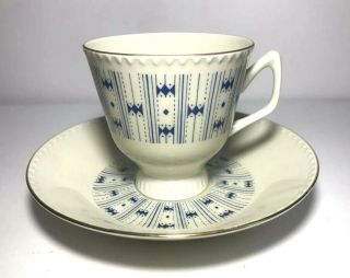 Vintage Mid Century Porsgrund Norway Tea Cup And Saucer 60 Geometric
