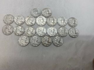 90 Silver Franklin Half Dollars - Roll of 20 - $10 Face Value LOT5 KS 2