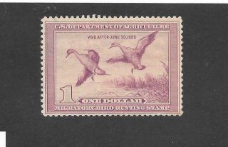 Us Stamp Scott Rw5 1938 Federal Duck Stamp Mnh