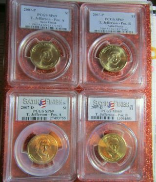 2007 P&d Thomas Jefferson 4 - Coin Presidential Set Pcgs Ms69 Sf A&b Position
