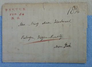 1835 Exeter Nh Straight Line Cancel 18 3/4 Cent Postage.  Newsy Letter To Ny