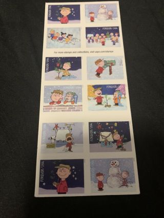 2015 5021 - 5030 A Charlie Brown Christmas 20 Forever Stamps Holiday Peanuts