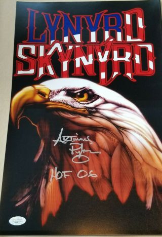 Artimus Pyle Signed 11x17 Lynyrd Skynyrd Bird Poster Hof 06 Jsa