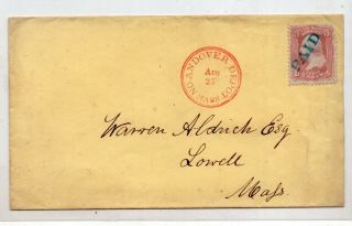 Us Stamp Cover Sc 65 Paid Fancy Cancel Massachusetts 3c Washington 1860s Id 30