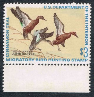 Rw 38 Us Fed Duck Stamp Migratory Bird Hunting License 1971.  Vf Mnh