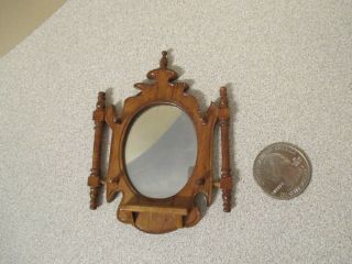 Vintage Doll House Miniature Victorian Style Mirror With Hat Pegs And Shelf
