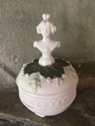 Antique Schafer & Vater Porcelain Bisque Jasperware Cameo Bust Trinket Box