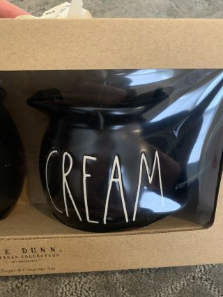 RAE DUNN SUGAR and CREAMER Set Creamer Pitcher Black Ceramic 3