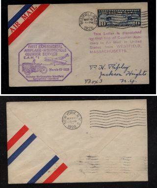 Us First Airplane Motorcycle Courier Service 1928 Ms0912