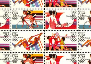 C109 - 12a Complete Sheet Of 50 1984 Olympics 35 Cent Airmail Stamps - Stuart Katz