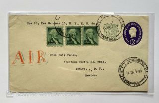Us Letter From Kew Gardens,  Ny To Mexico Df,  Embossed Wash 3 Cent
