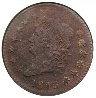 1813 Classic Head Large Cent 1c S - 293 - Anacs Vf30 Detail - Rare This Sharp