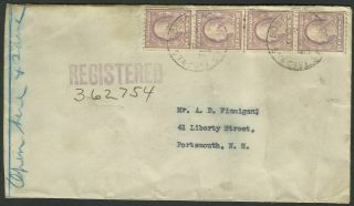 489 [x4] Including Line Pair Tied To Registered Cover By 1919 Boston Cancel