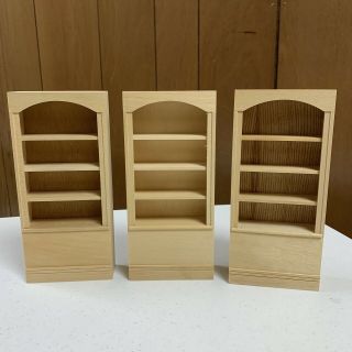 1:12 Dollhouse Miniature 3 Wooden 4 - Shelf Bookcases
