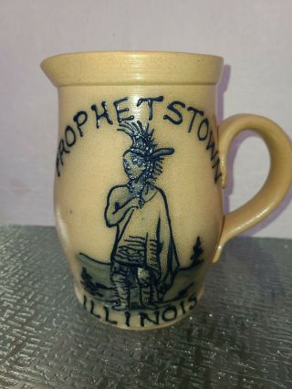 Maple City Pottery Salt - Glazed Stoneware Pitcher Prophetstown Illinois 6.  5 " Tall