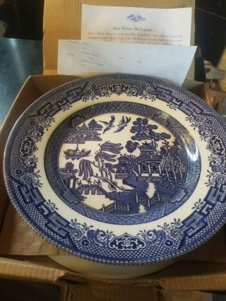 Vintage Churchill Blue Willow Set Of 2 Salad Plates Dinnerware Colombia Box