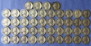 (44) 90 Silver Washington Quarters: $11.  00 Face Value - Shipped In Tube