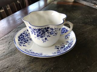 Crown Staffordshire Teacup & Saucer “petite Blue”,  Fine Bone China,  England