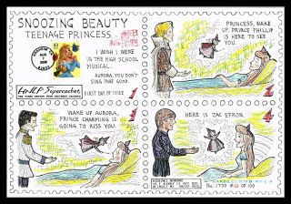 Dr Jim Stamps Us Sleeping Beauty Disney Perfin Hand Colored Fdc Cover 7.  5 X 11