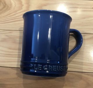 " Cobalt " 12 Oz Le Creuset 4 " Tall Straight Mug Nwt Stoneware Coffee Cup Blue