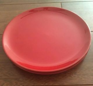 Set Of 2 Waechtersbach Germany Salad Plates Glossy Cherry Red 8 - 3/4” With Rim