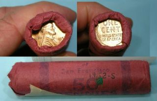 1952 - S Wheat Cent Obw Roll Federal Reserve Babk Of S.  F.  Rare Find Invrolls 4 - 20