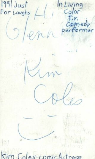 Kim Coles Actress Comedian In Living Color Tv Autographed Signed Index Card