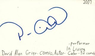 David Alan Grier Actor Comedian In Living Color Tv Autographed Signed Index Card