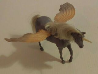 Doll Grey Unicorn Horse Hinged Wings 7 1/2 " Tall 10 " Long
