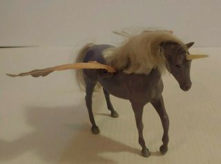 Doll Grey Unicorn Horse Hinged Wings 7 1/2 