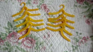 Barbie & Tammy Doll Vintage Hard Plastic Clothes Hangers 3.  5 " Set Of 10 Yellow