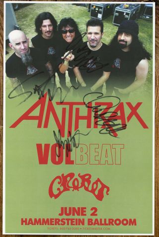 Anthrax Autographed Gig Poster Scott Ian,  Charlie Benante,  Frank Bello