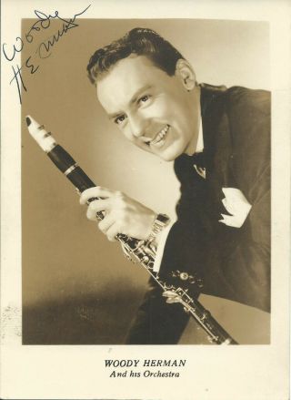 Woody Herman Vintage Matte Small - Sized Hand Signed Autographed Photo D.  1987