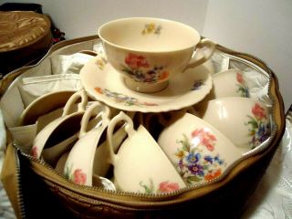 Opco Syracuse China 12 Cup & Saucer Flower Bouquet Sy38 Tea Party Restaurant