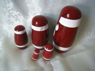 5 - Pc Holiday Santa Nesting Dolls Nostalgic Christmas Crafted in Solid Wood 2