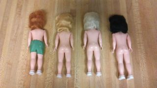 (4) Vintage Plastic Molded Girl Dolls,  aris co. ,  l.  l.  c york,  gd 3