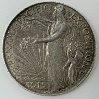 1915 - S 50c Panama - Pacific Commemorative Silver Half Dollar Xf Ef Coin A9918