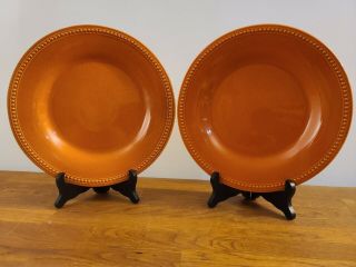 Set Of 2 Pier 1 Imports Spice Route Nutmeg Beaded Round 10.  75 " Dinner Plates