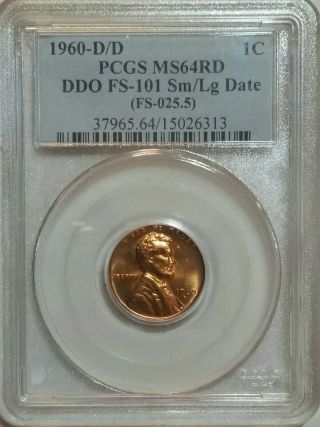 1960 - D/d 1c Sm/lg Ddo Lincoln Wheat Cent Doubled Die Obverse Fs - 101 Pcgs Ms64rd