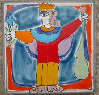 Desimone Italy Hand Painted Abstract Art Tile - Colorful King