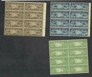 $us Sc C7 - C9 Mnh Blocks Of 8 Airmail Stamps,  Cv.  $170