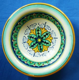 Gialletti Giulio Deruta Italian Hand Painted Ceramic Bowl 6.  5 "