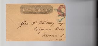 Wells Fargo To Virginia City Nevada Territory Pre - 1864 Messenger Trimmed