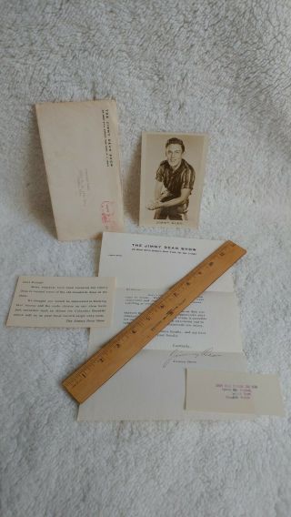 Vintage 1964 Jimmy Dean Show Signed Autograph Postcard With Envelope And Letter