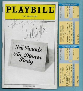 The Dinner Party Signed Playbill Henry Winkler & John Ritter (d - 03) In - Person